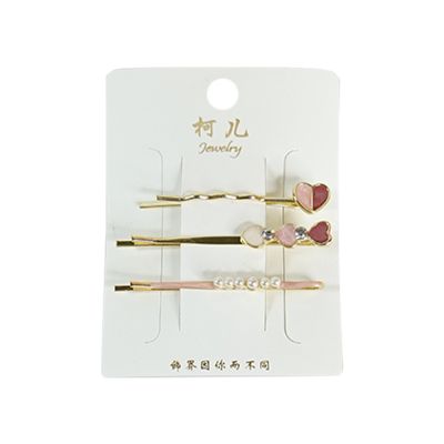 珍珠水鑽邊夾-愛心